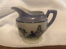 Made in Japan Mini Pitcher hand painted Old/vintage only 3 in tall Blue/Whit picture