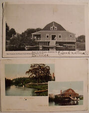 NH Postcards (2) BOAT CLUB HOUSE Nashua NH Canoes POSTED 1905 & 1906 picture