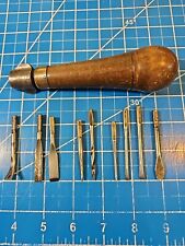 RARE Antique Tool Hand Vise Multitool with 9 Bits picture