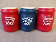 Vtg Coleman Tuffoams Foam Insulated Beer Can Coozie Koozie Lot of 3 Red USA Made picture