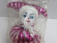 Vintage Clown Jester Pin Cushion  Sand Bag Body Porcelain Face Stuff Doll 5