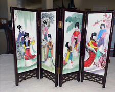 VINTAGE CHINESE MARBLE  DIVIDER ARTICLES JIANGSU HAND PAINTED 12”T ORIGINAL BOX picture