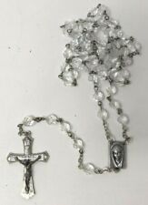 VTG Clear Faceted Glass Bead Prayer Crucifix Catholic Religious Rosary Italy A21 picture