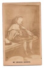 ANTIQUE CDV CIRCA 1870s LITTLE GIRL SLEEPING MY SECOND SERMON CHRISTIAN picture