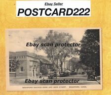 CT Branford 1908-39 vintage postcard SAVINGS BANK & AUTOMOBILES CONNECTICUT picture