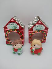 Vintage Enesco Christmas -Dear God Kids ornaments-(Two) -Boy /Heart-Girl/package picture