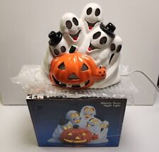 Vintage 1989 Halloween Ceramic Lighted Pumpkin & Ghosts, JackOLantern picture