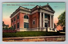 Leavenworth KS-Kansas, Public Library, c1912 Antique Vintage Souvenir Postcard picture