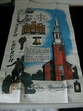 Vtg 100% Linen OLD North Church Boston Mass Linen Tea Towel Kay Dees MINT NBU picture