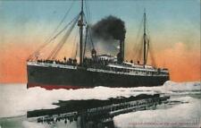 Alaskan Steamer in Ice Jam,Bering Sea Mitchell Antique Postcard Vintage picture