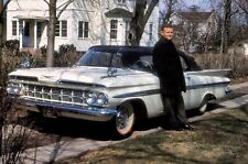 Vintage Color Photo Slide of Man & His 1959 Chevrolet Chevy Impala Muscle Car 🔥 picture