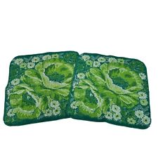 Vintage Fieldcrest Green Floral Cotton 13.5 inch Washcloths Lot Set picture