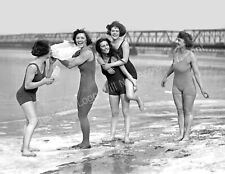 1924 Bathing Beauties Playing with Ice Vintage Photograph 8.5