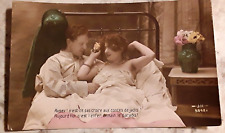 Antique Risque FRENCH Tinted POSTCARD Man Woman in Bed JK 984 Katz Ruell UNUSED picture