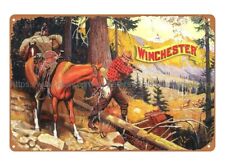 A Chance on the Trail Philip Goodwin winchester gun firearm metal tin sign picture