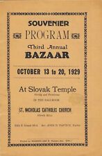 1929 SOUVENIR PROGRAM-ST.NICHOLAS CHURCH - DETROIT -3RD ANNUAL BAZAAR-SLOVAK TEM picture