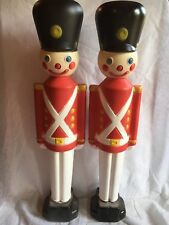 Blow Mold Toy Soldiers Light Up General Foam Christmas Decoration Display Pair picture