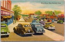 VINTAGE POSTCARD MAIN STREET AT WEST HARTFORD CONNECTICUT POSTED 1948 picture