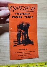 Vintage Syntron Power Tools J. G. Still Equipment Co Pittsburgh PA Booklet  picture