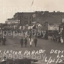 1922 RPPC Am American Legion Military Parade Devils Lake Wahpeton ND Postcard picture