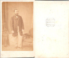 Bourgoin CDV, man posing, circa 1860 vintage CDV albumen business card -  picture