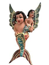 MERMAID ANGEL with Baby, LG Carved Hanging Mermaid M, See Description, AS IS picture