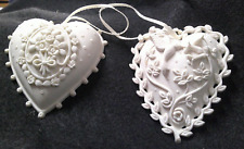 A Pair of Margaret Furlong Heart Ornaments with ribbon hanger picture