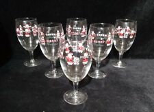 6 Clear Glass Christmas Santa Clause Goblets Footed 16 oz 7