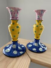 Set of 2 Candle Sticks - Favanol - Portugal - Hand Painted picture
