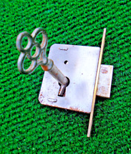 ONE Antique Eagle Cupboard Lock Never Used W/Original Key Circa 1900 (40186) picture