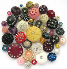 45 Vintage to Modern Buttons Rhinestone Paste Jeweled in Plastic Bling Collect picture