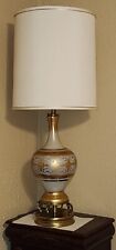 Vintage Glass Gold trim table lamp Brass legs on pedestal 1940's MCM picture
