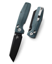 Bestech Slasher Folding Knife Blue Micarta Handle D2 Plain Black Blade BG43C-2 picture