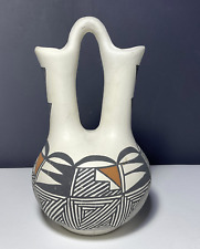 Acoma Pueblo Hand Painted Wedding Vase Signed Vintage picture