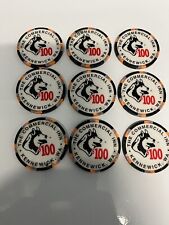 The Commercial Inn $100 Lot Of 9 Casino Chips Kennewick  WA Washington H&C picture