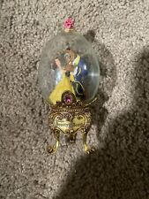 FRANKLIN MINT DISNEY FABERGE GLASS EGG ON  GOLD JEWEL STAND- BEAUTY & THE BEAST picture