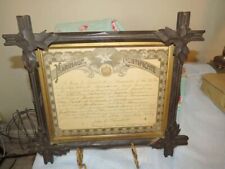ANTIQUE VTG 8 X 10 ADIRONDACK WOOD PICTURE FRAME W/GLASS MARRIAGE LICENSE 1914 picture
