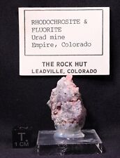 Rhodochrosite & Fluorite from Urad Mine, Clear Creek Co., Colorado - old label picture