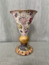 Vintage Retired Mackenzie Childs Large Floral Ceramic Vase 2001 picture