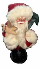 Vintage 16” Santa Claus Wood Feet Velvet Wire Glasses Base Christmas Holiday ￼ picture