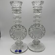 PAIR OF GOOSE TRANSPARENT CRYSTAL CANDLE HOLDER 9-1/2” TALL picture