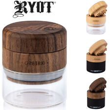 RYOT Wood Grinder GR8TR with Jar Body | Black Tobacco Walnut Smoking Kannastor picture