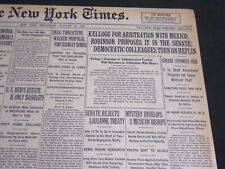 1927 JANUARY 19 NEW YORK TIMES - KELLOGG FOR ARBITRATION WITH MEXICO - NT 7135 picture