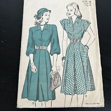 Vintage 1940s Advance 4676 Collared Dress Sleeve Options Sewing Pattern 16 USED picture