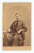 Antique CDV Circa 1870s Dinmore Older Man With Mustache Sitting Baltimore, MD picture