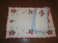 Vintage Set of 8 Strawberry Placemats & 7 Strawberry Napkins picture