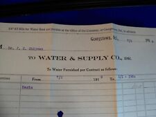 Vtg 1919 GEORGETOWN Delaware WATER & SUPPLY Co LETTERHEAD Adv Receipt picture