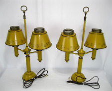 2 Vintage LIGHTOLIER Double Arm Metal Table Lamps, Mustard Yellow, 25.5