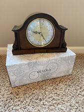 Bulova B1975 Chadbourne quartz Old World gold silver brown walnut mantel clock picture