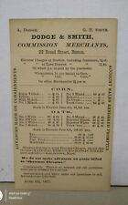 1877 Dodge & Smith Commission Merchants Boston Mass Postcard Corn Oats Prices picture